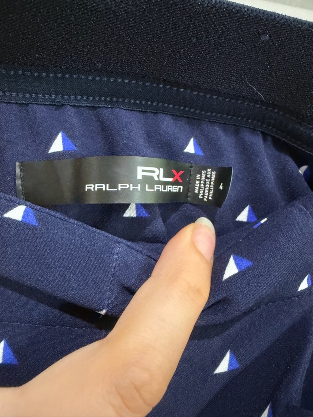 RLX Ralph Lauren Navy Triangle Print Golf Pants Performance Size 4 - Picture 3 of 4